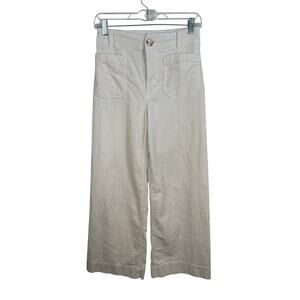 Maeve Wide-Leg Cropped Pants in Light Beige